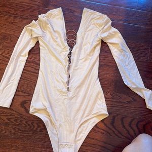 T by Alexander Wang Lace Up Bodysuit size XS